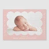 Moderne roze geschulpte foto geboorte aankondiging (Voorkant)