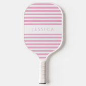 Moderne roze gestreepte aangepaste naam pickleball paddle (Achterkant)