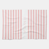 Moderne roze gestreepte patroonnaam theedoek (Horizontaal)