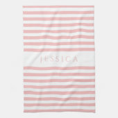 Moderne roze gestreepte patroonnaam theedoek (Verticaal)