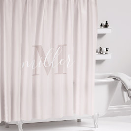 Moderne Roze Gezinsnaam Monogram Douchegordijn