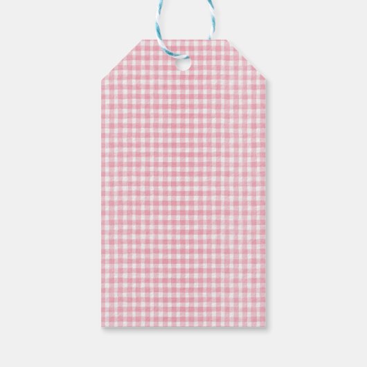 Moderne roze gingham bessen lief 1e verjaardag cadeaulabel (Achterkant)