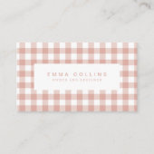 Moderne roze gingham geruite visitekaartje (Voorkant)