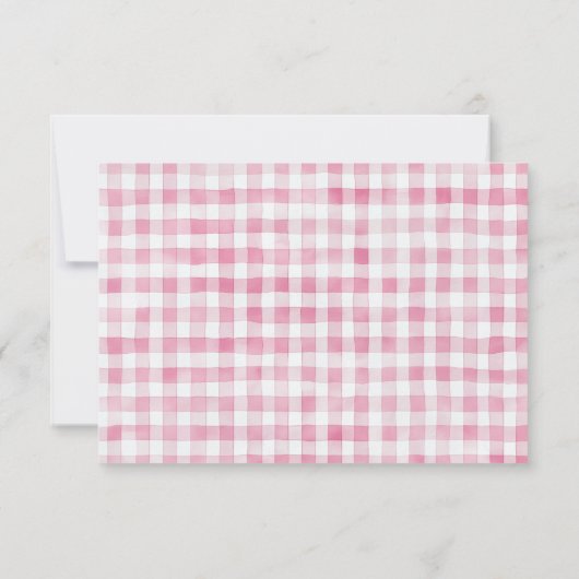Moderne Roze Gingham Net Binnengekomen Dank je Bedankkaart (Achterkant)