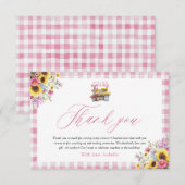 Moderne Roze Gingham Rechtstreeks Van De Markt Dan Bedankkaart (Voorkant / Achterkant)