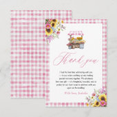 Moderne Roze Gingham Rechtstreeks Van De Markt Dan Bedankkaart (Voorkant / Achterkant)