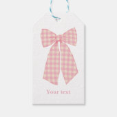 Moderne Roze Gingham Romantische Coquette Bow Cadeaulabel (Voorkant)