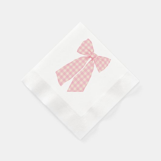 Moderne Roze Gingham Romantische Coquette Bow Gece Servet (Hoek)