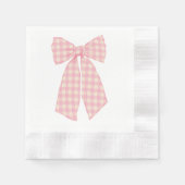 Moderne Roze Gingham Romantische Coquette Bow Gece Servet (Voorkant)