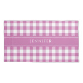 Moderne roze gingham ruit kussensloop (Achterkant)