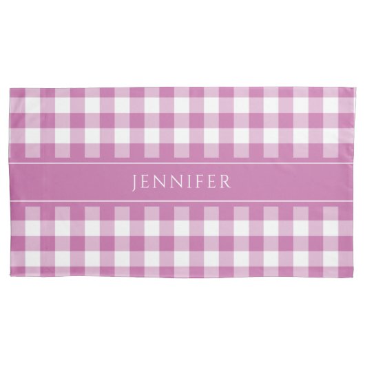 Moderne roze gingham ruit kussensloop (Voorkant)