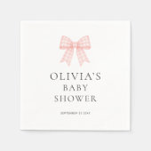 Moderne Roze Gingham Strik Baby Shower Servet (Voorkant)