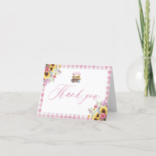 Moderne Roze Gingham Vers Van De Markt Bedankkaart
