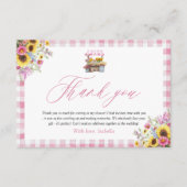 Moderne roze gingham vers van de markt Dank u Informatiekaartje (Voorkant)