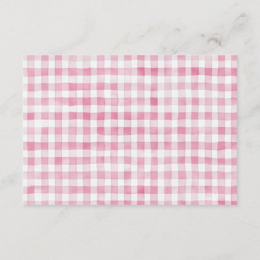 Moderne roze gingham vers van de markt Dank u Informatiekaartje (Achterkant)