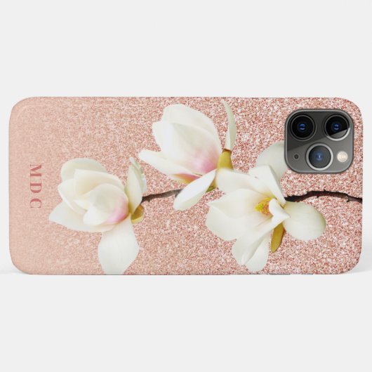 Moderne roze girale monogram gepersonaliseerd magn Case-Mate iPhone case (Achterkant (horizontaal))