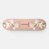 Moderne roze girale monogram gepersonaliseerd magn persoonlijk skateboard (Horizontaal)