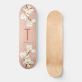 Moderne roze girale monogram gepersonaliseerd magn persoonlijk skateboard (Voorkant)