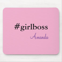 Moderne Roze Girl Boss & Naam | Beste Vrouwelijke  Muismat