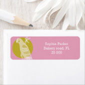 Moderne roze giroze papegaai Terugzendadres label (Insitu)