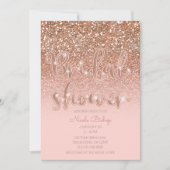 Moderne Roze Glamour Glitter Bruiloft Feest Kaart (Voorkant)