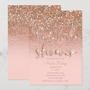 Moderne Roze Glamour Glitter Bruiloft Feest Kaart