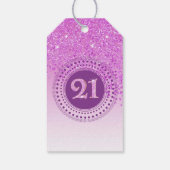 Moderne Roze Glitter 21e Verjaardag Valt Cadeaulabel (Achterkant)