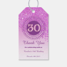 Moderne Roze Glitter 30e Verjaardag Vallend Cadeaulabel