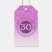 Moderne Roze Glitter 30e Verjaardag Vallend Cadeaulabel (Achterkant)