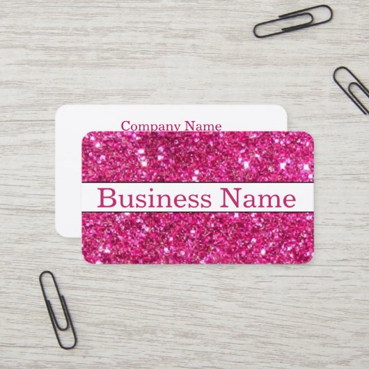 Moderne Roze Glitter Aangepaste Gepersonaliseerde Visitekaartje (Voorkant / Achterkant in situ)