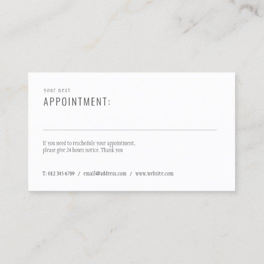Moderne roze Glitter Appointment Card Visitekaartje (Achterkant)