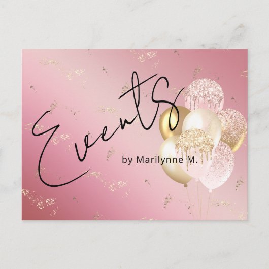 Moderne roze glitter ballonnen bedrijf briefkaart (Voorkant)
