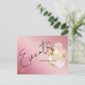 Moderne roze glitter ballonnen bedrijf briefkaart (Staand voorkant)