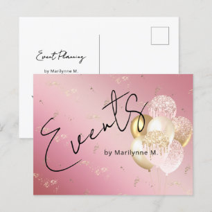 Moderne roze glitter ballonnen bedrijf briefkaart