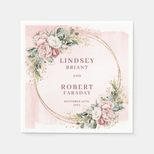 Moderne Roze Glitter Bruiloft Papieren Servetten (Voorkant)