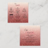 Moderne roze glitter Cake Care Vierkante Visitekaartje (Voorkant / Achterkant)