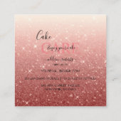 Moderne roze glitter Cake Care Vierkante Visitekaartje (Achterkant)