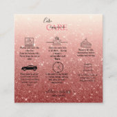 Moderne roze glitter Cake Care Vierkante Visitekaartje (Voorkant)