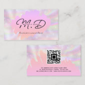 Moderne Roze Glitter Custom Monogram QR Code Girly Contactkaartje (Voorkant / Achterkant)