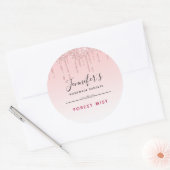Moderne Roze Glitter Drips Fancy Kaars / Zeep Ronde Sticker (Envelop)