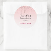 Moderne Roze Glitter Drips Fancy Kaars / Zeep Ronde Sticker (Tas)