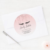 Moderne Roze Glitter Drips & Wimpers Zakelijk Ronde Sticker (Envelop)