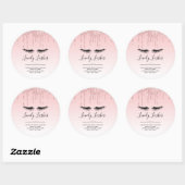Moderne Roze Glitter Drips & Wimpers Zakelijk Ronde Sticker (Vel)