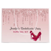 Moderne Roze Glitter Druppels & Hoge Hakken Groot Cadeauzakje (Voorkant)