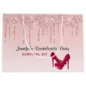 Moderne Roze Glitter Druppels & Hoge Hakken Groot Cadeauzakje (Achterkant)