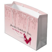 Moderne Roze Glitter Druppels & Hoge Hakken Groot Cadeauzakje (Achterkant Gekanteld)