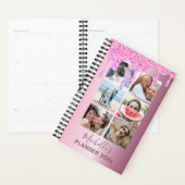 Moderne Roze Glitter Druppelt Fotocollage Dagelijk Planner (Display)