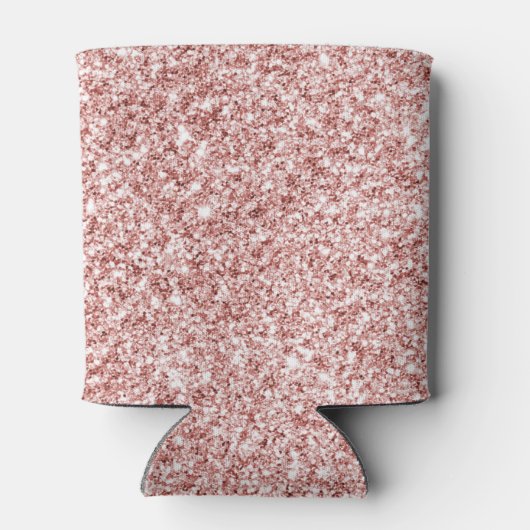 Moderne roze glitter en bloemen met naam blikjeskoeler (Achterkant)