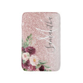 Moderne roze glitter en ventilator met naam badmat (Voorkant Verticaal)