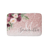 Moderne roze glitter en ventilator met naam badmat (Voorkant)